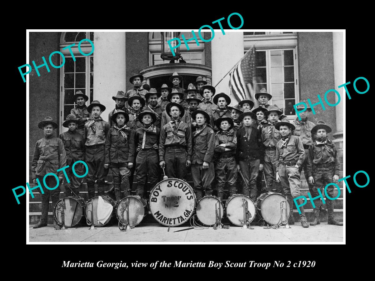 OLD LARGE HISTORIC PHOTO OF MARIETTA GEORGIA, THE BOY SCOUT TROOP c1920