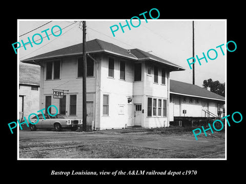 OLD LARGE HISTORIC PHOTO OF BASTROP LOUISIANA, THE RAILROAD DEPOT STATION c1970