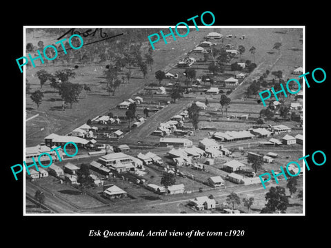 OLD LARGE HISTORIC PHOTO OF ESK QUEENSLAND, AERIAL VIEW OF THE TOWNSHIP c1920