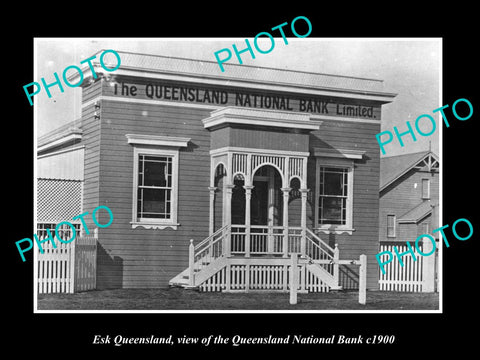 OLD LARGE HISTORIC PHOTO OF ESK QLD, VIEW OF THE QUEENSLAND NATIONAL BANK c1900