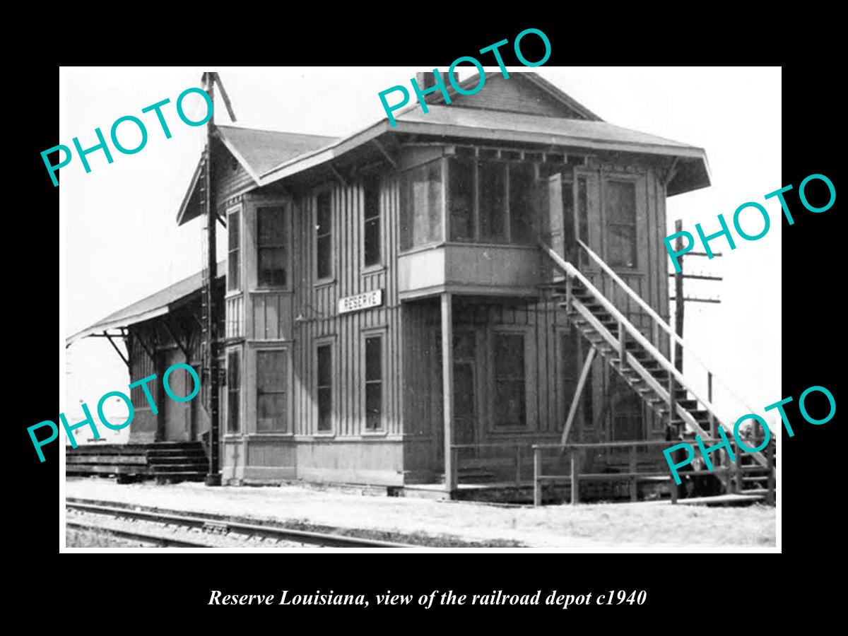 OLD LARGE HISTORIC PHOTO OF RESERVE LOUISIANA, THE RAILROAD DEPOT STATION c1940