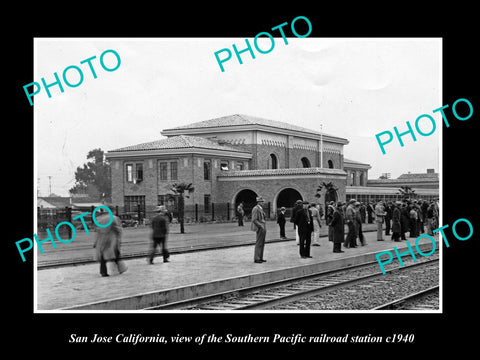 OLD LARGE HISTORIC PHOTO OF SAN JOSE CALIFORNIA, THE S/P RAILROAD STATION c1940