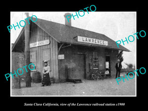 OLD LARGE HISTORIC PHOTO OF SANTA CLARA CALIFORNIA, LAWRENCE RAILROAD DEPOT 1900