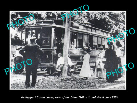 OLD HISTORIC PHOTO OF BRIDGEPORT CONNECTICUT, LONG HILL RAILROAD CAR c1900