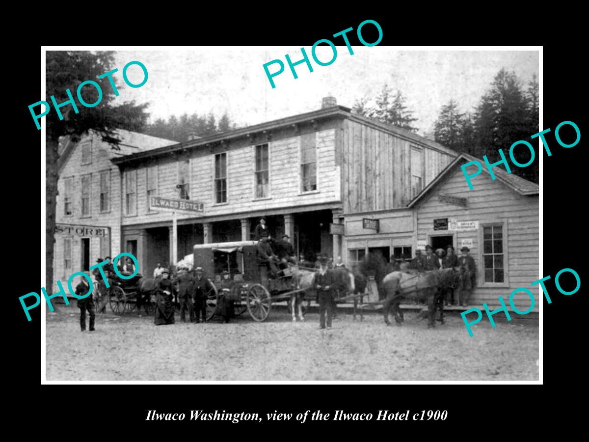 OLD LARGE HISTORIC PHOTO OF ILWACO WASHINGTON, VIEW OF THE ILWACO HOTEL c1900