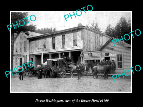 OLD LARGE HISTORIC PHOTO OF ILWACO WASHINGTON, VIEW OF THE ILWACO HOTEL c1900