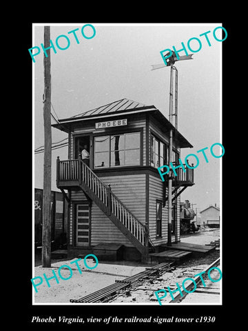 OLD LARGE HISTORIC PHOTO OF PHOEBE VIRGINIA, THE RAILROAD SIGNAL TOWER c1930