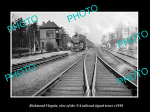 OLD LARGE HISTORIC PHOTO OF RICHMOND VIRGINIA, NA RAILROAD SIGNAL TOWER c1930