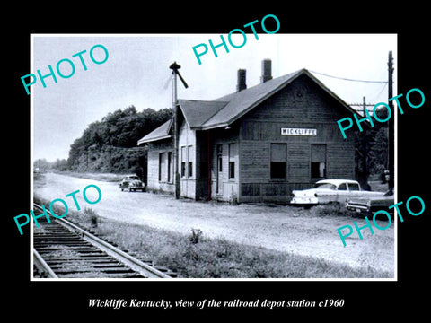 OLD LARGE HISTORIC PHOTO OF WICKLIFFE KENTUCKY, THE RAILROAD DEPOT STATION c1960