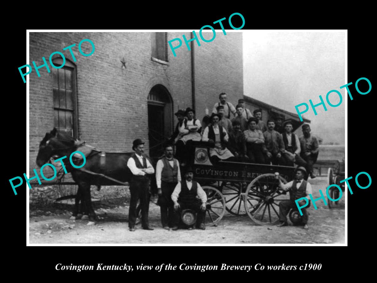 OLD LARGE HISTORIC PHOTO OF COVINGTON KENTUCKY, THE COVINGTON BREWERY WAGON 1900