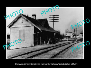 OLD LARGE HISTORIC PHOTO OF CRESCENT SPRINGS KENTUCKY, THE RAILROAD DEPOT c1930