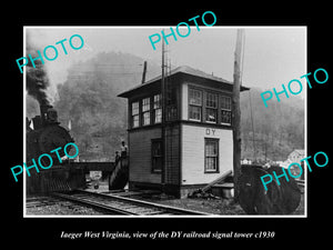 OLD LARGE HISTORIC PHOTO OF IAEGER WEST VIRGINIA, DY RAILROAD SIGNAL TOWER c1930