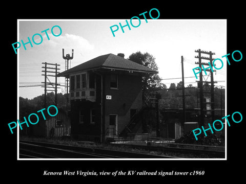 OLD LARGE HISTORIC PHOTO OF KENOVA WEST VIRGINIA KV RAILROAD SIGNAL TOWER c1960