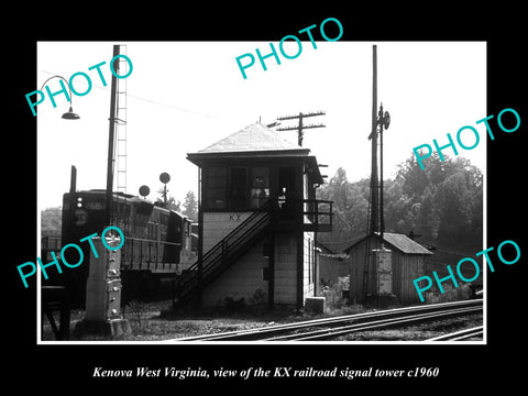 OLD LARGE HISTORIC PHOTO OF KENOVA WEST VIRGINIA KX RAILROAD SIGNAL TOWER c1960