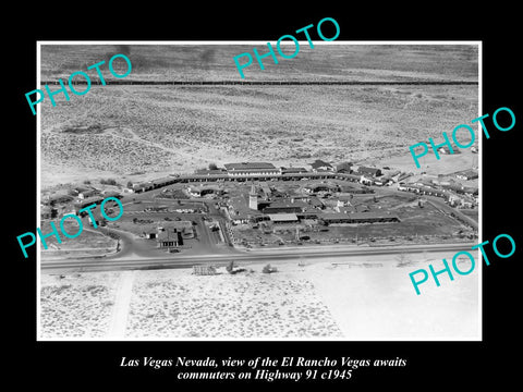 OLD LARGE HISTORIC PHOTO LAS VEGAS NEVADA, AERIAL VIEW OF THE EL RANCHO c1945