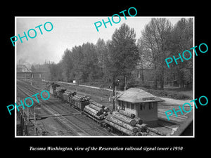 OLD LARGE HISTORIC PHOTO OF TACOMA WASHINGTON, RESERVATION RAILROAD TOWER c1950