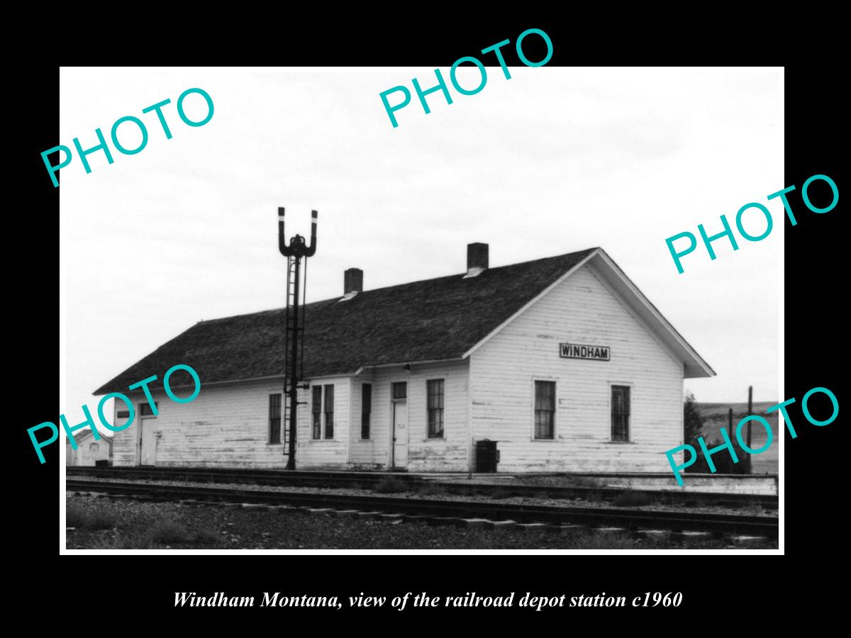 OLD LARGE HISTORIC PHOTO OF WINDHAM MONTANA, THE RAILROAD DEPOT c1960