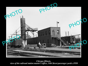 OLD LARGE HISTORIC PHOTO OF CHICAGO ILLINOIS, THE 14th St RAILROAD OFFICE c1950