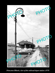 OLD LARGE HISTORIC PHOTO OF PRINCETON ILLINOIS, THE RAILROAD DEPOT STATION c1970