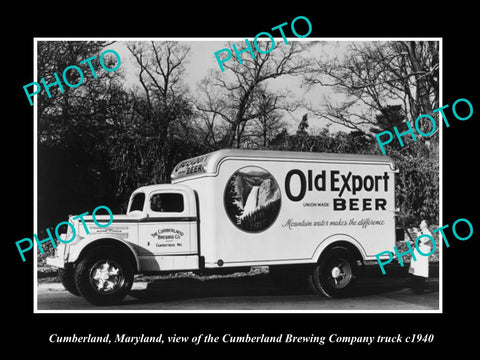 OLD LARGE HISTORIC PHOTO OF CUMBERLAND MARYLAND, CUMBERLAND BREWERY TRUCK c1940