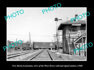 OLD LARGE HISTORIC PHOTO OF NEW IBERIA LOUISIANA, W/T RAILROAD SIGNAL TOWER 1960