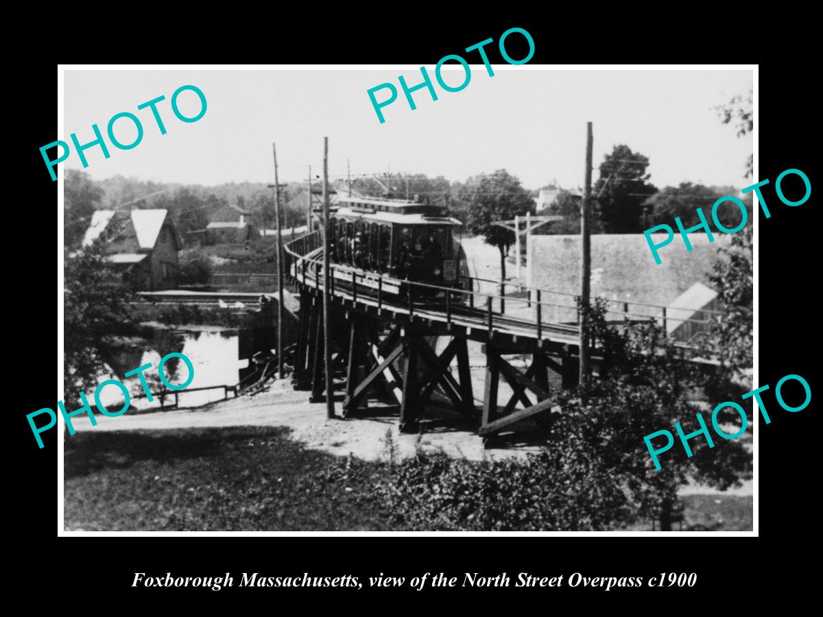 OLD LARGE HISTORIC PHOTO OF FOXBOROUGH MASSACHUSETTS, THE NORTH St RAILROAD 1900