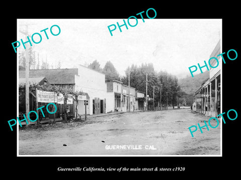 OLD LARGE HISTORIC PHOTO OF GUERNEVILLE CALIFORNIA, THE MAIN St & STORES c1920