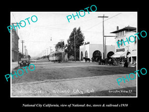 OLD LARGE HISTORIC PHOTO OF NATIONAL CITY CALIFORNIA, VIEW OF NATIONAL Ave c1910