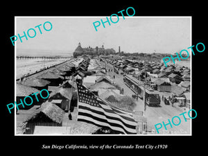 OLD LARGE HISTORIC PHOTO OF SAN DIEGO CALIFORNIA, THE CORONADO TENT CITY c1920