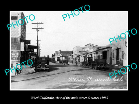 OLD LARGE HISTORIC PHOTO OF WEED CALIFORNIA, THE MAIN ST & STORES c1930 2