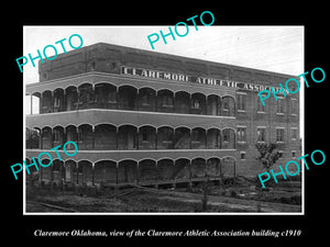 OLD LARGE HISTORIC PHOTO OF CLAREMORE OKLAHOMA, THE ATHLETIC ASSOC BUILDING 1910