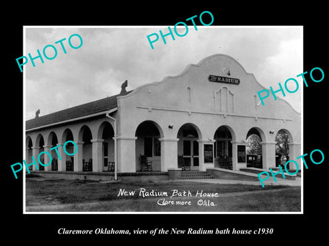 OLD LARGE HISTORIC PHOTO OF CLAREMORE OKLAHOMA, THE RADIUM BATH HOUSE c1930