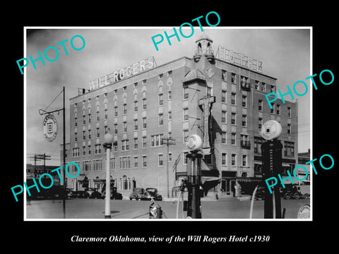 OLD LARGE HISTORIC PHOTO OF CLAREMORE OKLAHOMA, THE WILL ROGERS HOTEL c1930