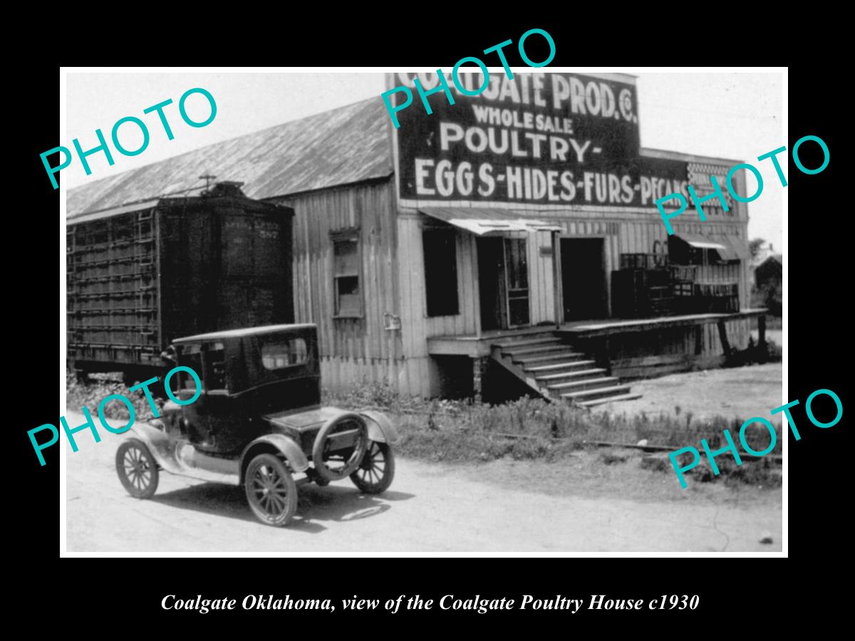 OLD LARGE HISTORIC PHOTO OF COALGATE OKLAHOMA, THE EGG & POULTRY HOUSE c1930