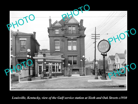 OLD LARGE HISTORIC PHOTO OF LOUISVILLE KENTUCKY THE GULF OIL GAS STATION c1930 1