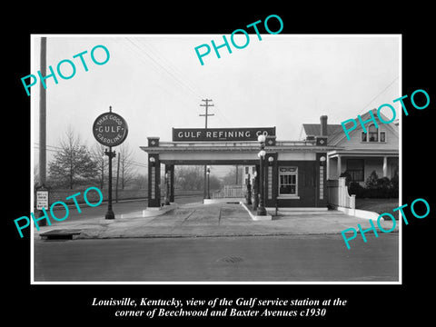 OLD LARGE HISTORIC PHOTO OF LOUISVILLE KENTUCKY THE GULF OIL GAS STATION c1930 2