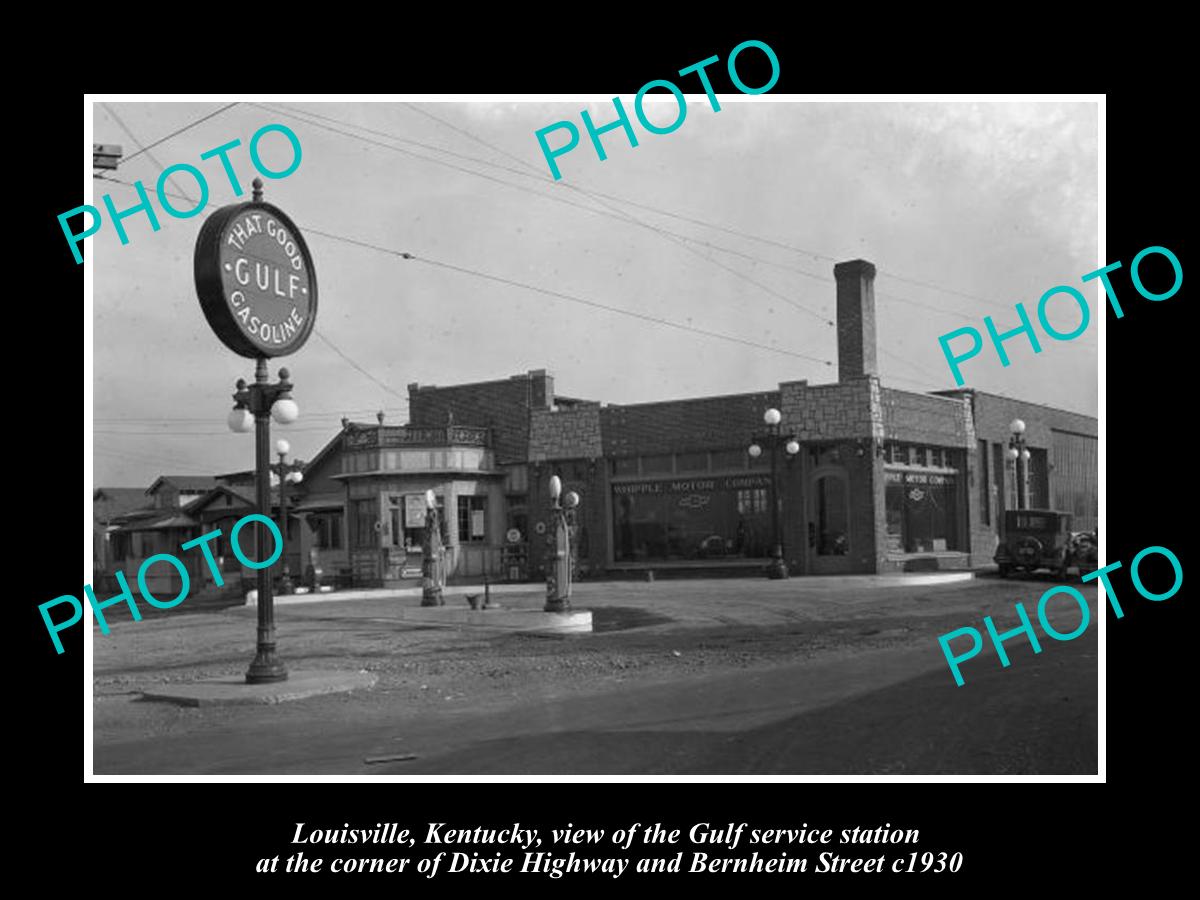 OLD LARGE HISTORIC PHOTO OF LOUISVILLE KENTUCKY THE GULF OIL GAS STATION c1930 3