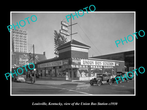 OLD LARGE HISTORIC PHOTO OF LOUISVILLE KENTUCKY, THE UNION BUS STATION c1930