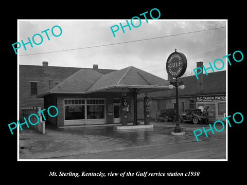 OLD LARGE HISTORIC PHOTO OF MT STERLING KENTUCKY THE GULF OIL GAS STATION c1930