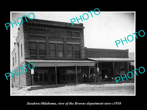 OLD LARGE HISTORIC PHOTO OF SASAKWA OKLAHOMA, THE BROWNS Dept STORE c1910