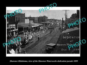 OLD LARGE HISTORIC PHOTO OF SHAWNEE OKLAHOMA, THE WATERWORKS PARADE c1899