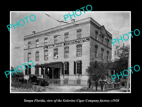 OLD LARGE HISTORIC PHOTO OF TAMPA FLORIDA, THE GOLOVINE CIGAR FACTORY c1920