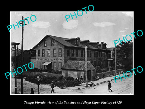 OLD LARGE HISTORIC PHOTO OF TAMPA FLORIDA, THE SANCHEZ & HAYA CIGAR FACTORY 1920