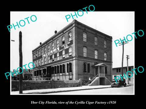 OLD LARGE HISTORIC PHOTO OF YBOR CITY FLORIDA, THE CYRILLA CIGAR FACTORY c1920