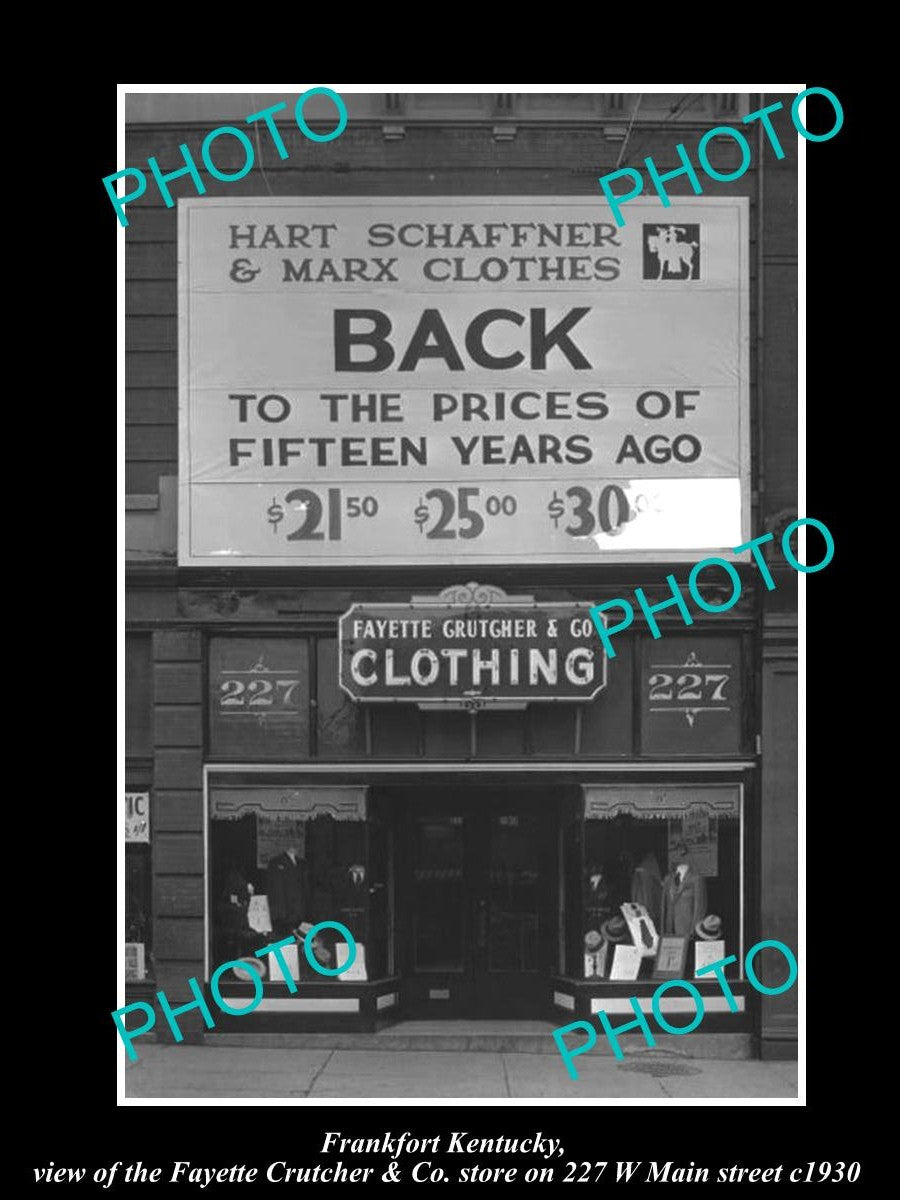 OLD LARGE HISTORIC PHOTO OF FRANKFORT KENTUCKY, THE FAYETTE CLOTHING STORE c1930