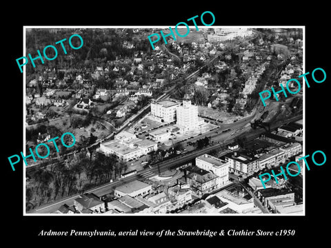 OLD LARGE HISTORIC PHOTO OF ARDMORE PENNSYLVANIA, THE STRAWBRIDGE STORE c1950