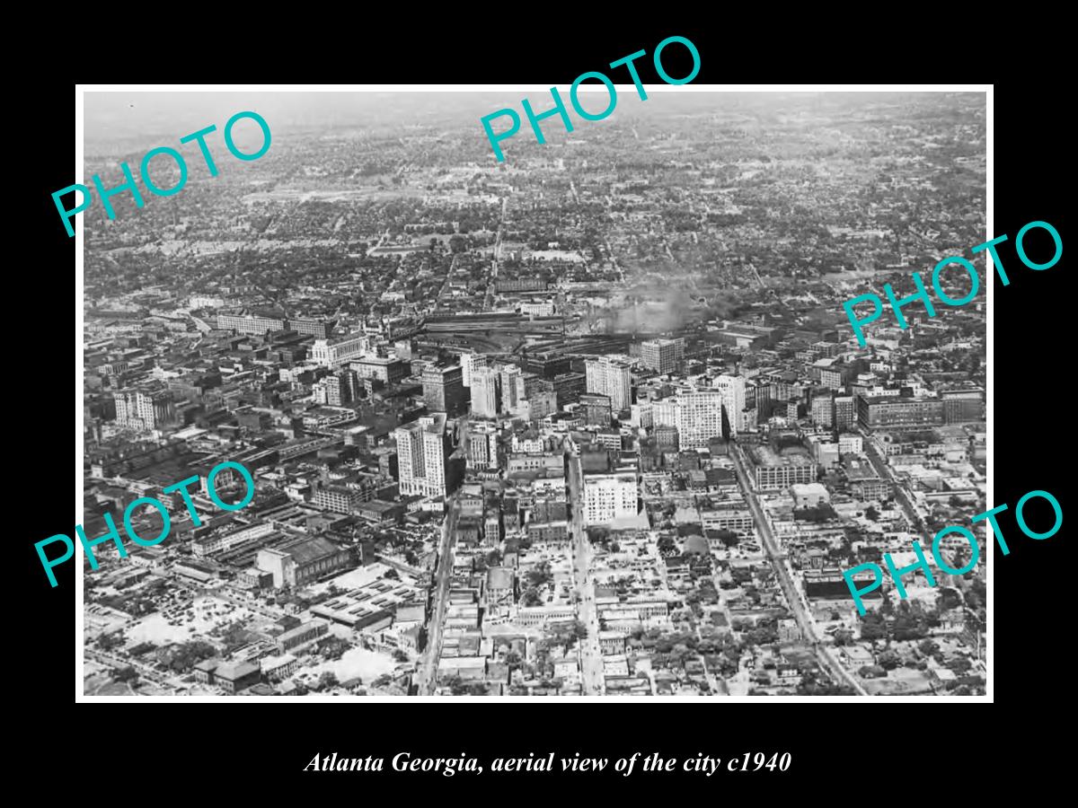 OLD LARGE HISTORIC PHOTO OF ATLANTA GEORGIA, AERIAL VIEW OF THE CITY 1940