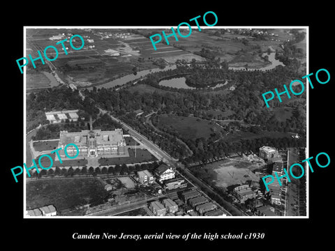 OLD LARGE HISTORIC PHOTO OF CAMDEN NEW JERSEY, AERIAL VIEW OF THE SCHOOL c1930