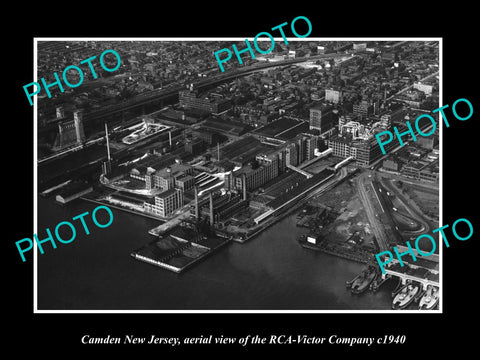 OLD LARGE HISTORIC PHOTO OF CAMDEN NEW JERSEY, AERIAL VIEW OF RCA VICTOR c1940