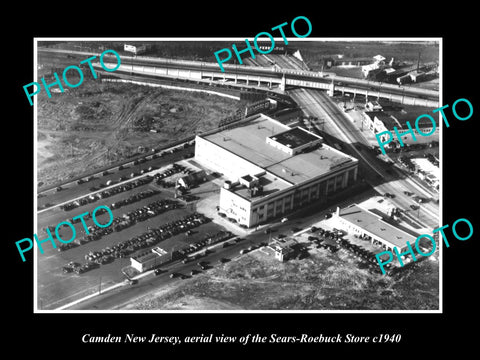 OLD LARGE HISTORIC PHOTO OF CAMDEN NEW JERSEY, AERIAL VIEW OF SEARS STORE c1940